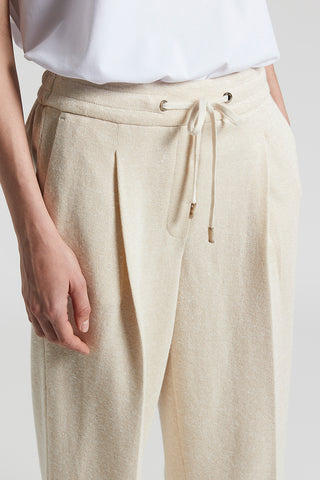 Double cotton linen Lurex jersey trousers