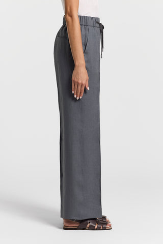 Pure linen trousers with elastic and drawstring