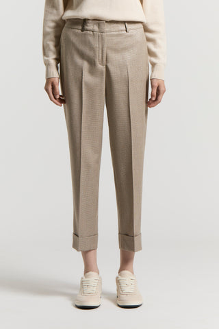 Micro-houndstooth lurex wool trousers
