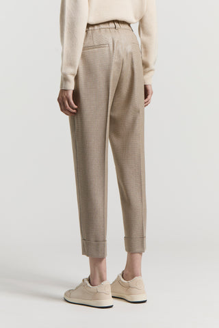 Micro-houndstooth lurex wool trousers
