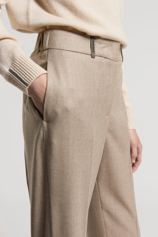 Micro-houndstooth lurex wool trousers