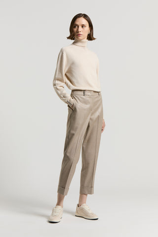 Micro-houndstooth lurex wool trousers