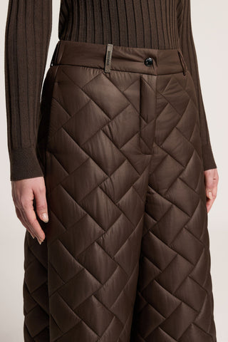 Quilted peachskin microfiber trousers