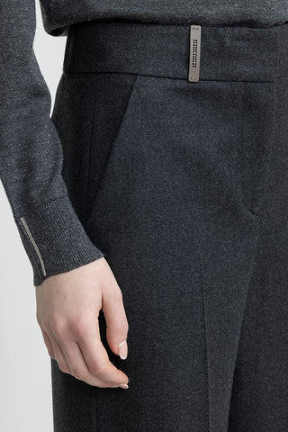 Lurex wool flannel classic trousers