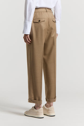Wool lurex flannel trousers