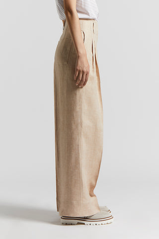 Pure linen melange gabardine trousers