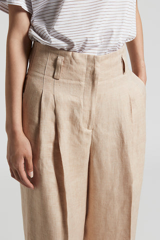 Pure linen melange gabardine trousers