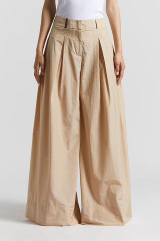 Wide trousers in cotton-blend poplin