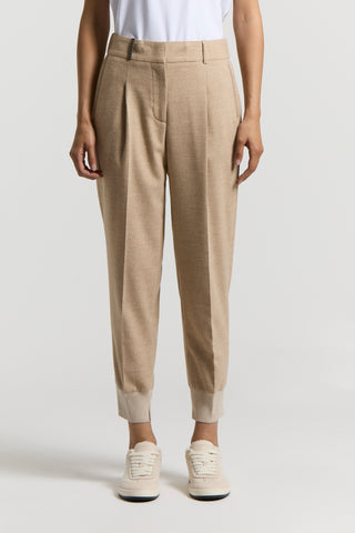 Wool and viscose flannel trousers