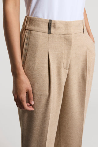 Wool and viscose flannel trousers