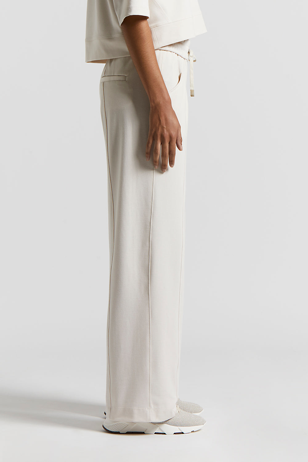 Double cotton linen Lurex jersey trousers | Peserico US