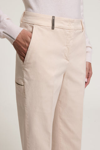 Cotton and silk gabardine trousers 3 / 4