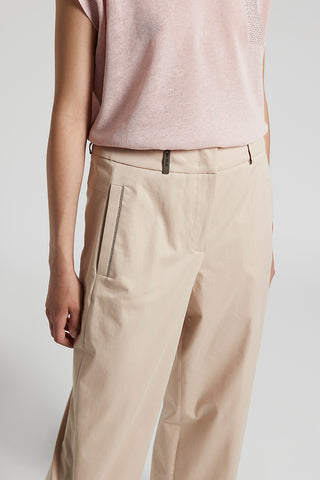 Lightweight stretch cotton gabardine trousers