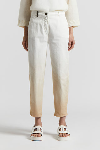 Denim carrot trousers in stretch cotton gabardine