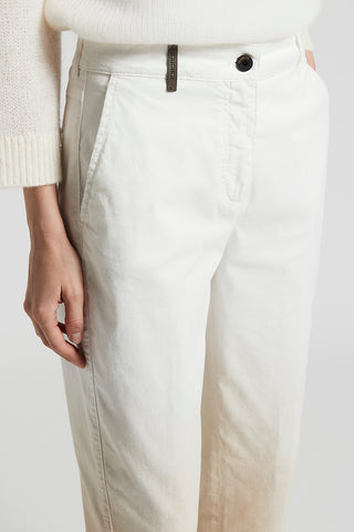 Denim carrot trousers in stretch cotton gabardine