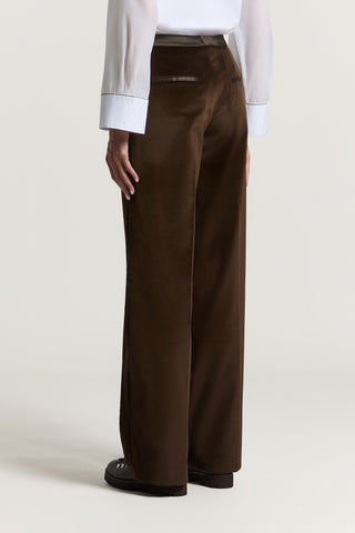 Cotton velvet palazzo trousers