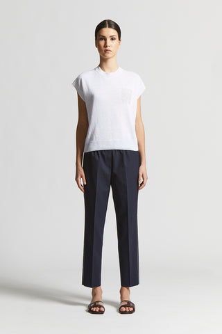 Soft trousers in technical stretch viscose canvas