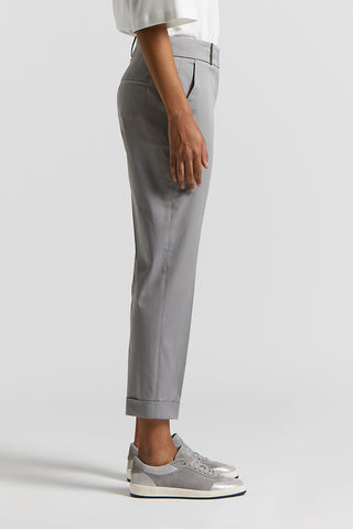 Slim trousers in combed cotton gabardine