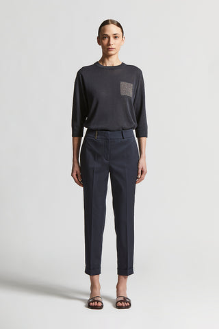 Slim trousers in combed cotton gabardine