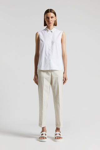 Slub stretch cotton canvas trousers