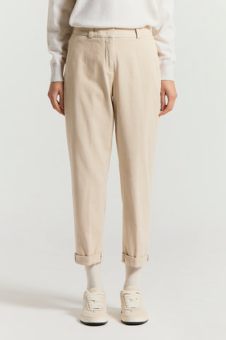 Soft stretch cotton gabardine trousers