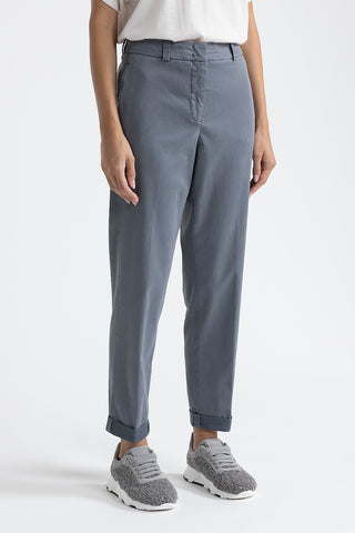 Peachskin gabardine carrot trousers