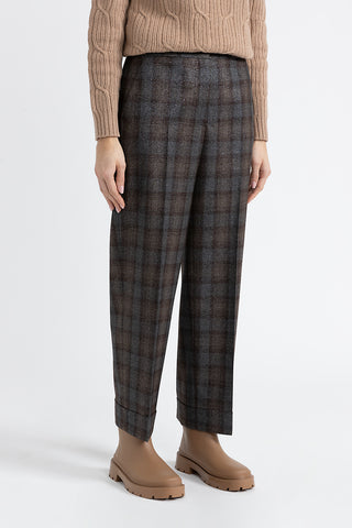 Patterned wool carrot trousers