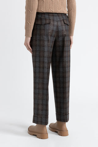 Patterned wool carrot trousers