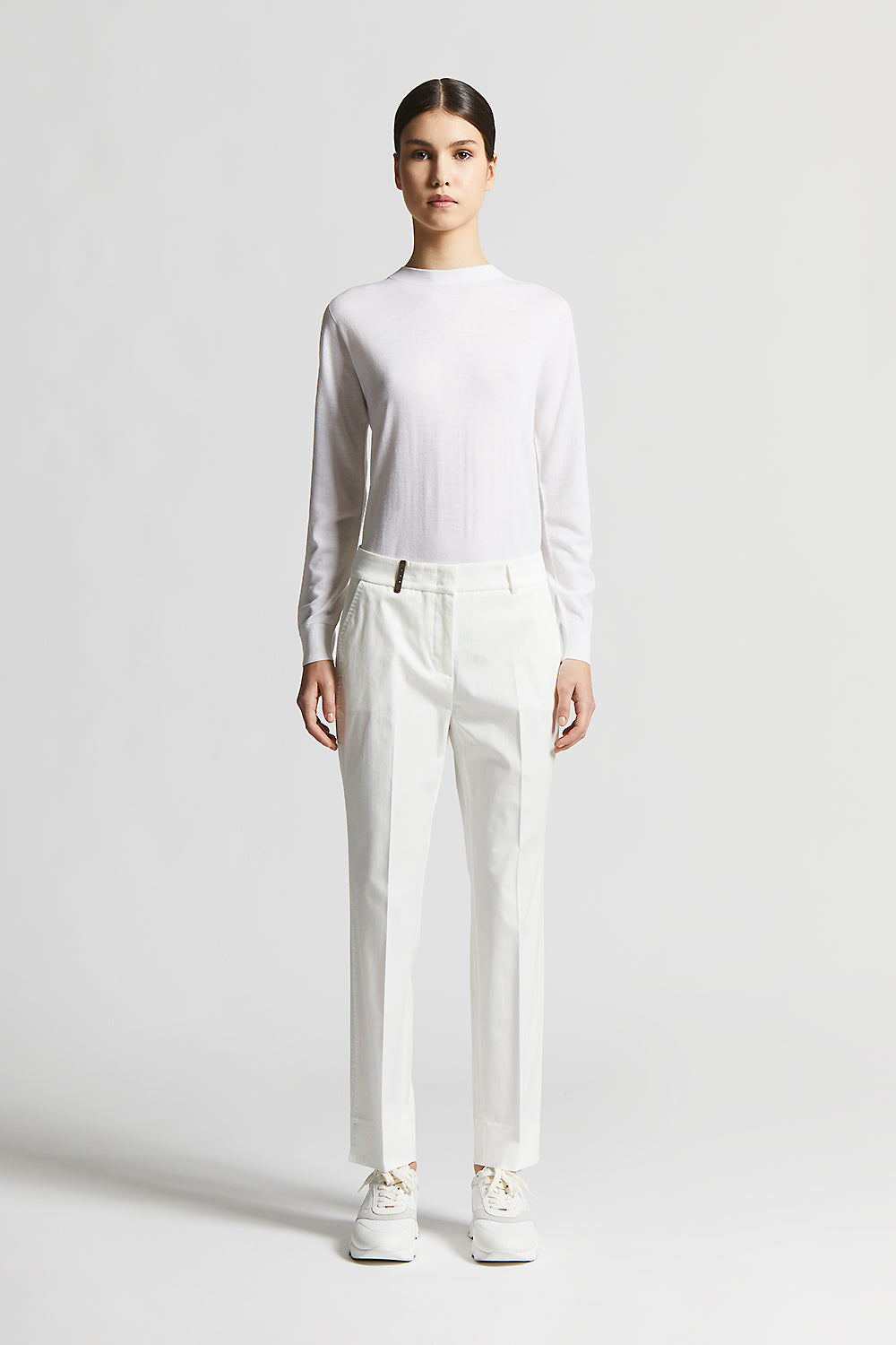 パンツ PESERICO Women Straight Pants P04572Z01972 002 WHITE Peserico Side-Slit Cropped Stretch Pants | Neiman Marcus