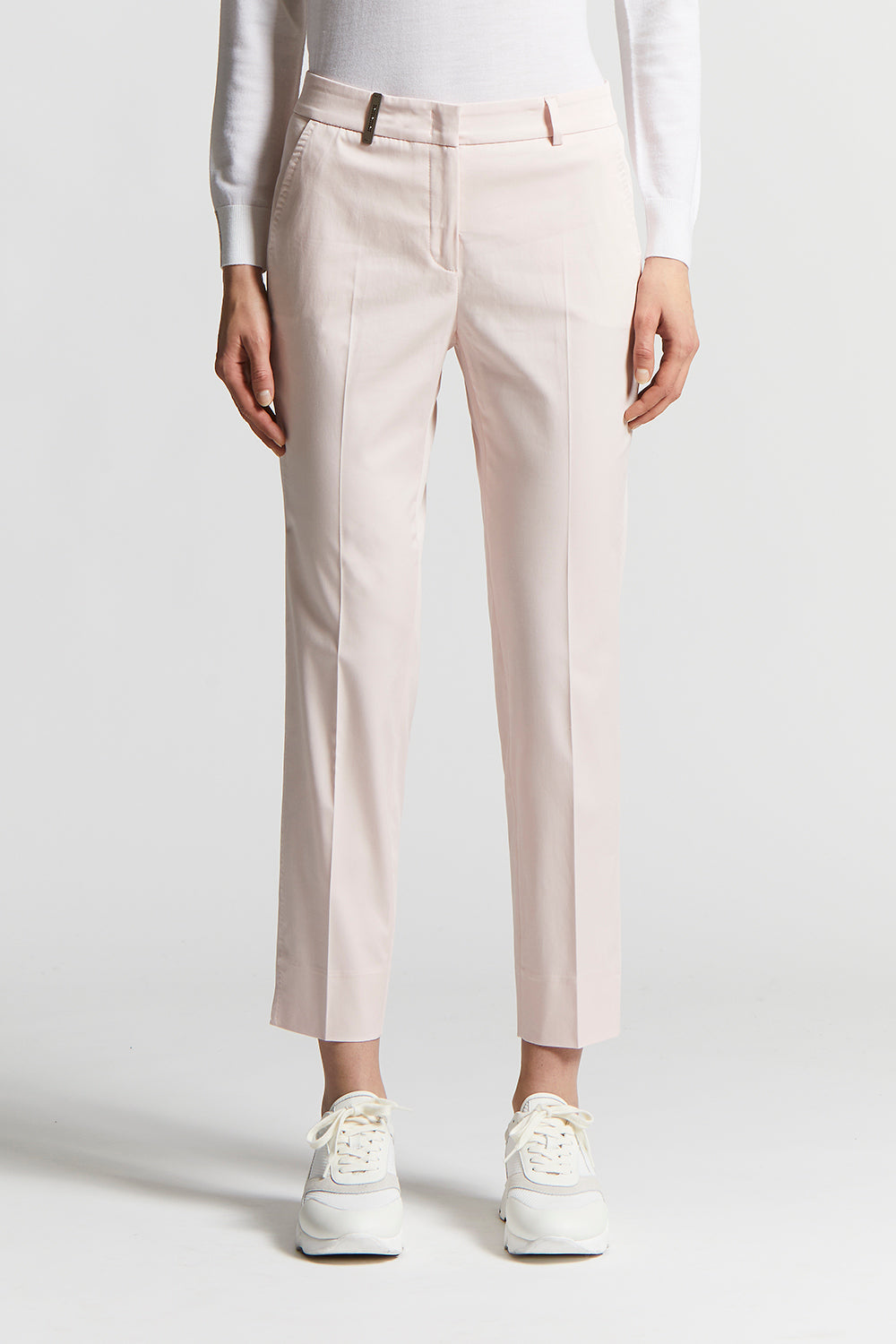パンツ PESERICO Women Straight Pants P04572Z01972 002 WHITE Peserico Side-Slit Cropped Stretch Pants | Neiman Marcus