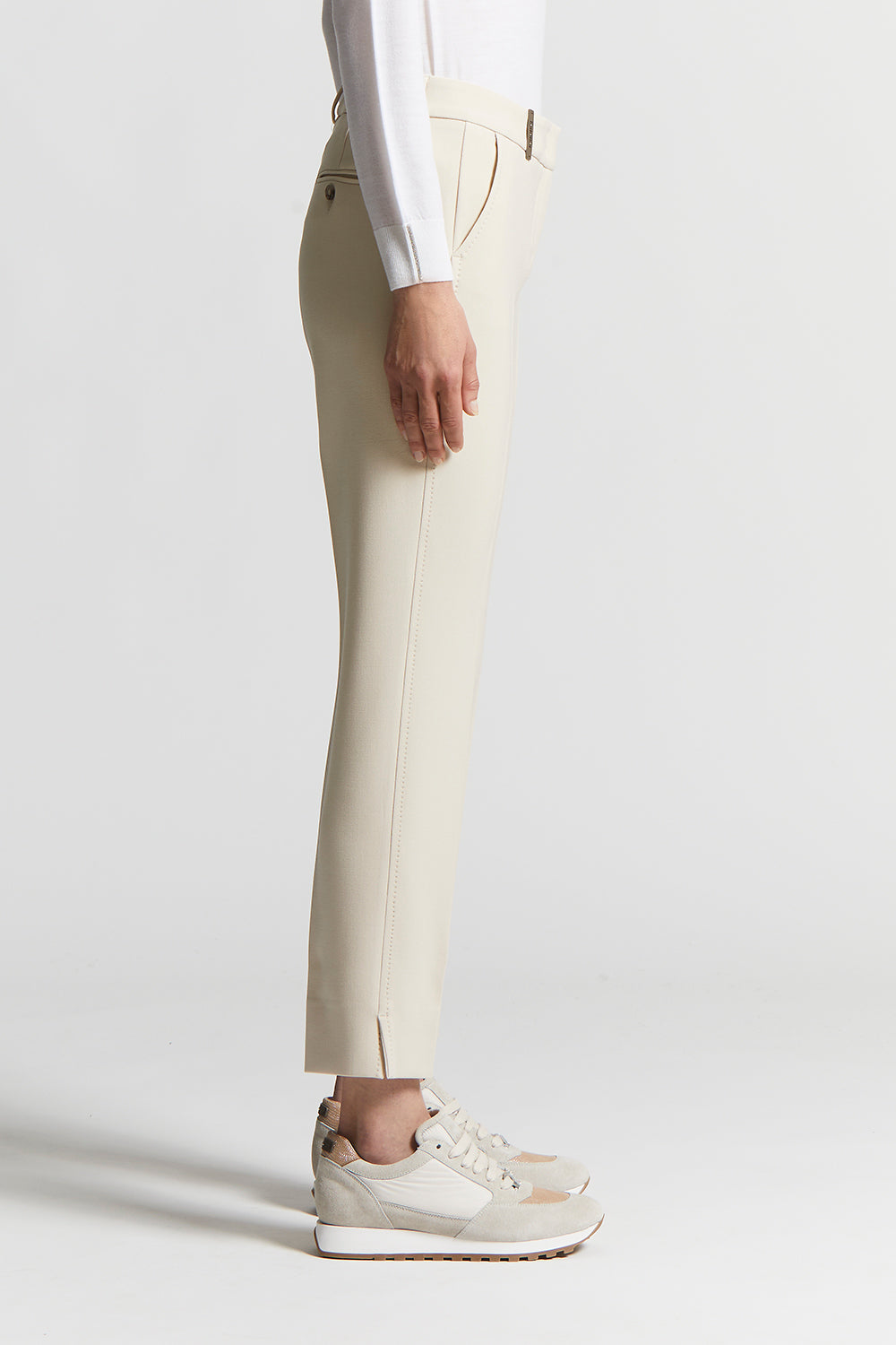 パンツ PESERICO Women Straight Pants P04572Z01972 002 WHITE Cigarette trousers in viscose-cotton fabric | Peserico US