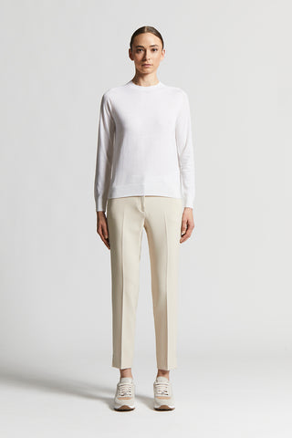 Cigarette trousers in viscose-cotton canvas