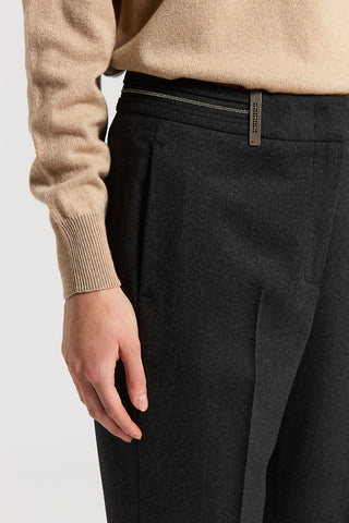 Technical wool flannel trousers