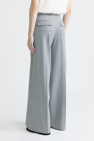 Stretch wool pleated palazzo trousers