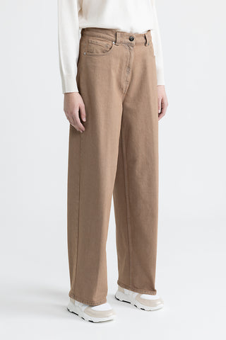 Cotton denim baggy trousers