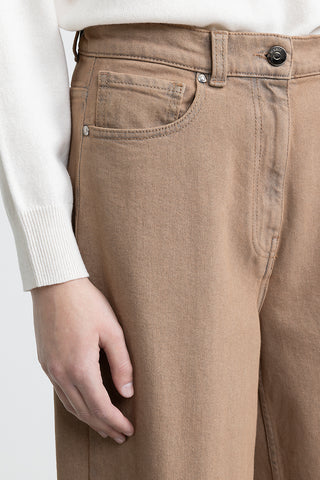 Cotton denim baggy trousers