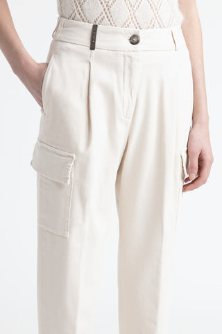 Cotton gabardine cargo trousers