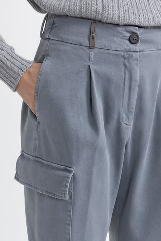 Cotton gabardine cargo trousers