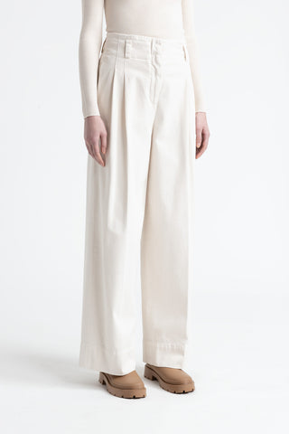 Cotton gabardine palazzo trousers