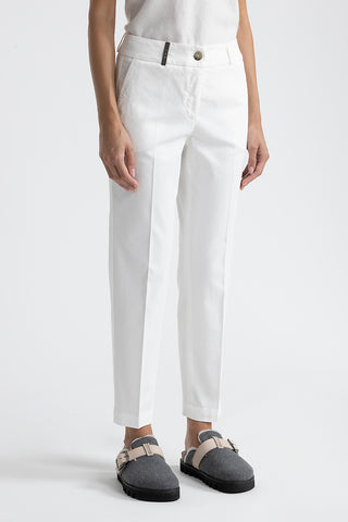 Peachskin gabardine cigarette trousers