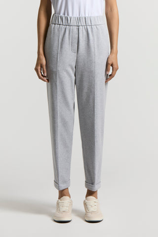 Polished fine cotton fleece trousers