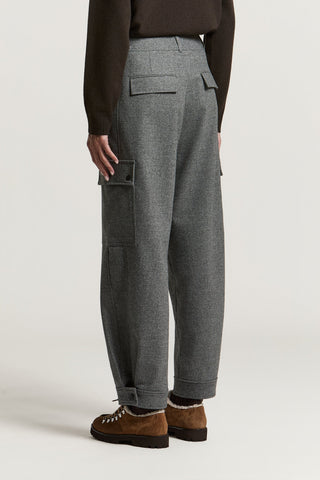 Wool blend flannel cargo trousers
