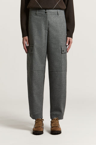 Wool blend flannel cargo trousers