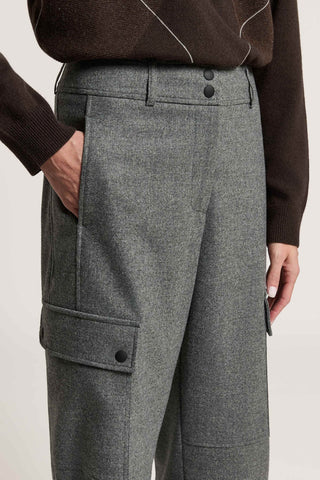 Wool blend flannel cargo trousers