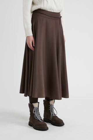 Soft touch viscose blend skirt with belt