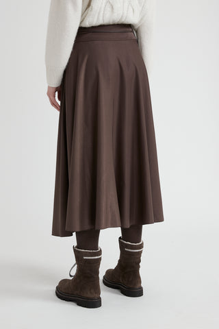 Soft touch viscose blend skirt with belt