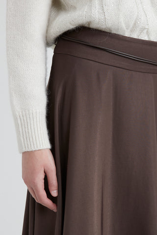 Soft touch viscose blend skirt with belt