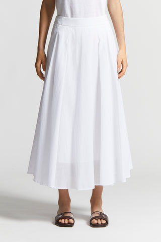 Pure cotton voile semi-transparent midi skirt