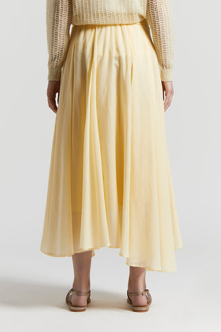 Pure cotton voile semi-transparent midi skirt