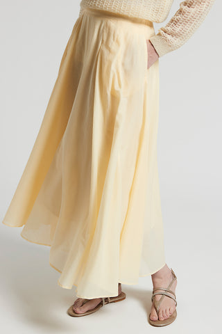 Pure cotton voile semi-transparent midi skirt